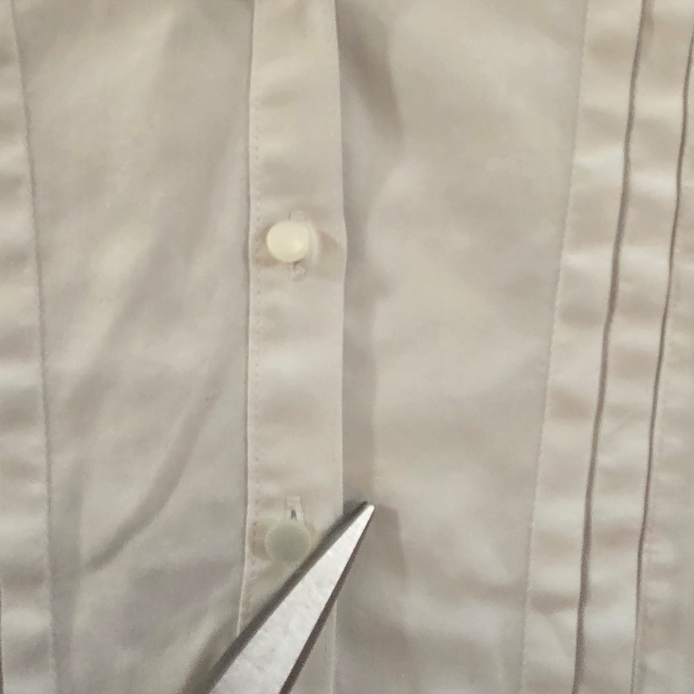 Coldwater Creek Shirt Womens  PL Petite Large White Cotton Pleated Long Sleeve - Picture 8 of 10